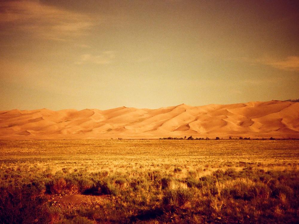 Filtered image of the sand dunes in landscape. 