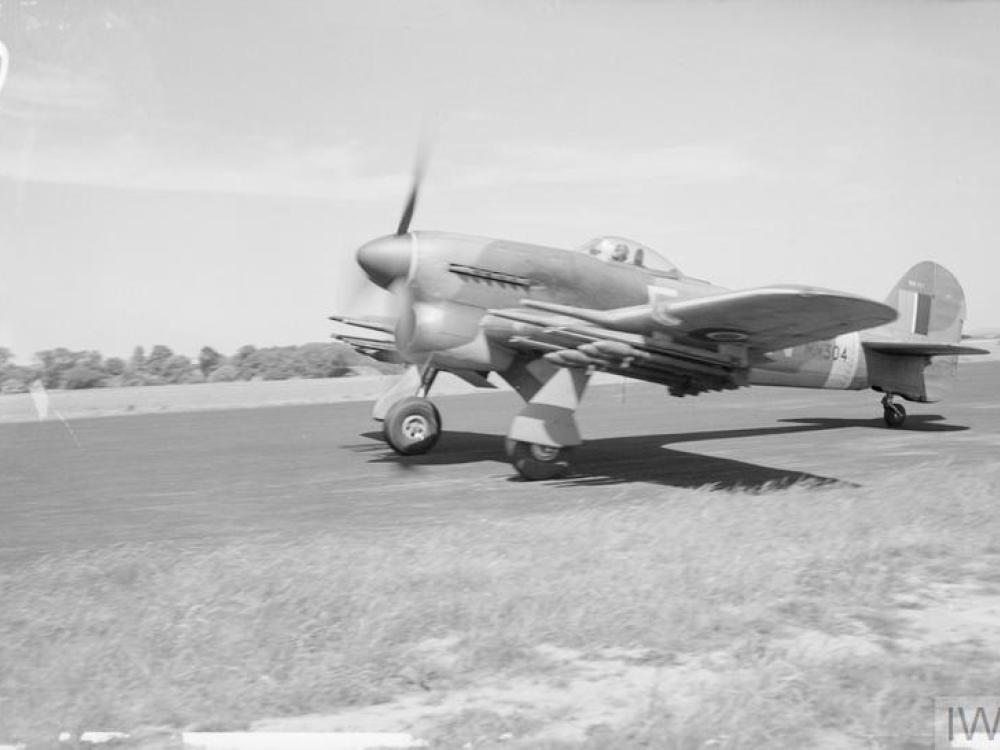 A rocket-equipped Hawker Typhoon IB of Royal Air Force No. 164 Squadron