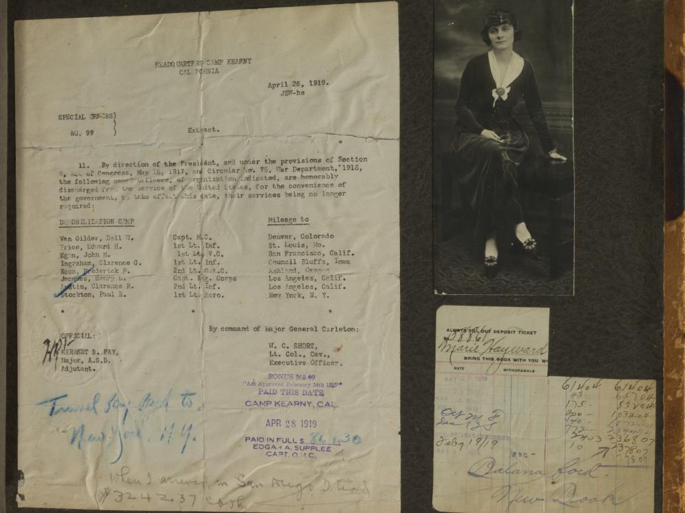 Discharge Papers and portrait of a woman