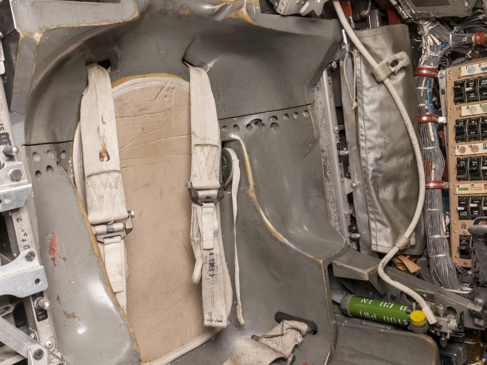 Interior of the capsule with astronaut seat visible. 