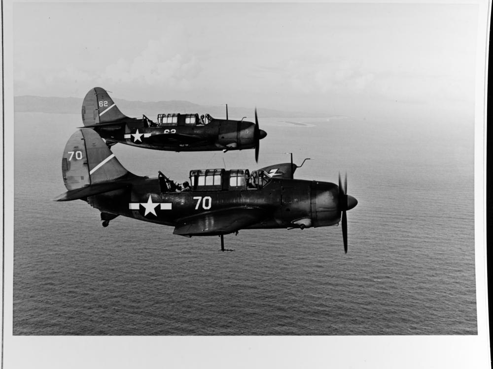 SB2C-1Cs from USS Yorktown circa 1944 (with antenna for the ASB radar)