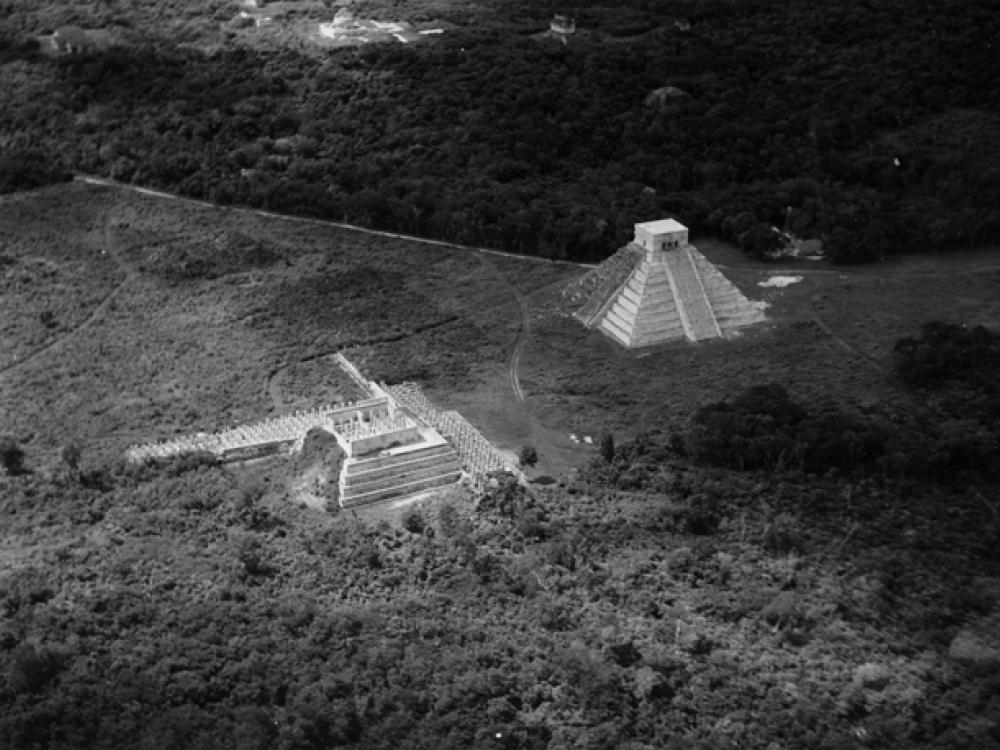 Yucatan, Mexico Left: Temple of the Warriors or Temple of a Thousand Columns consists of four-step platforms surrounded by round and square columns of Toltec Warrior statues. Right: The Temple of Kukulan (The Feathered Serpent God) or El Castillo (Spanish