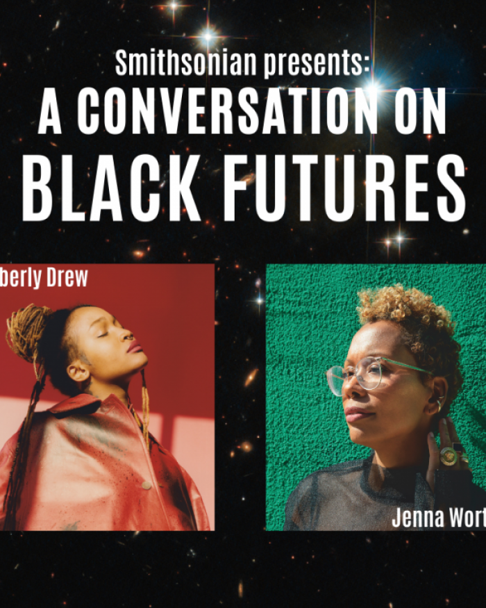The text Black Futures with the headshots of two African American women. 