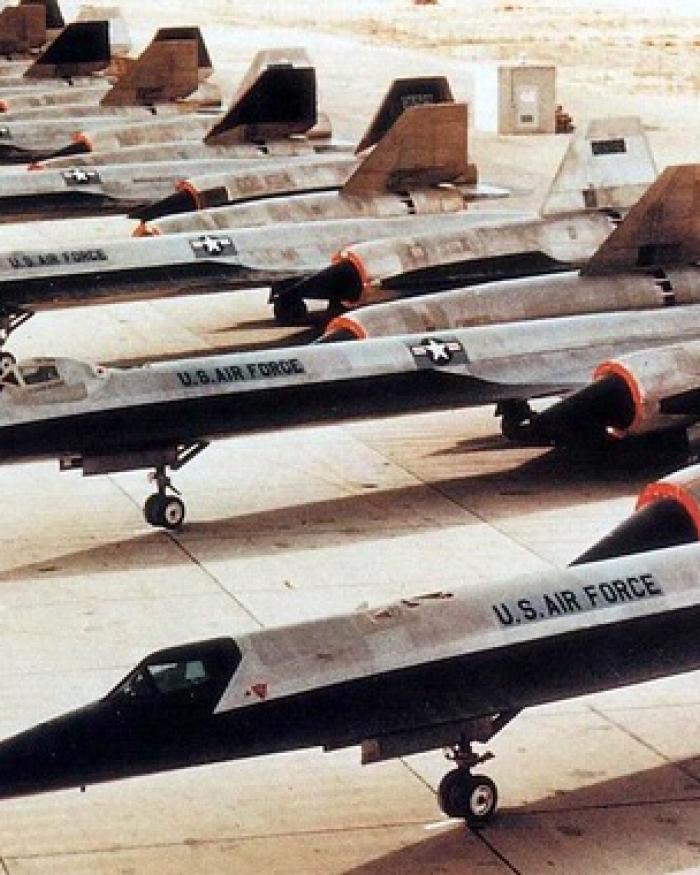 Lockheed A-12 aircraft lined up on tarmac