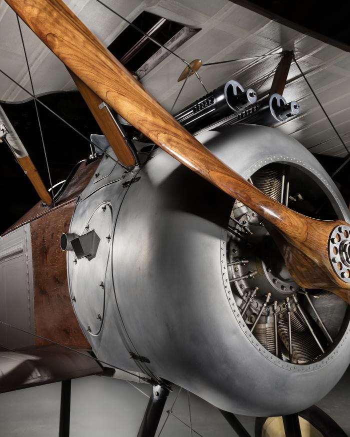 Front-side view of engine on Sopwith F.1 Camel aircraft