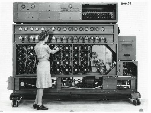 A Navy WAVE working on a US Navy Cryptanalytic Bombe