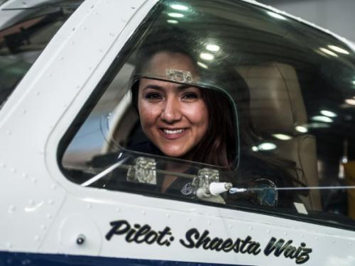 Shaesta Waiz in her airplane.