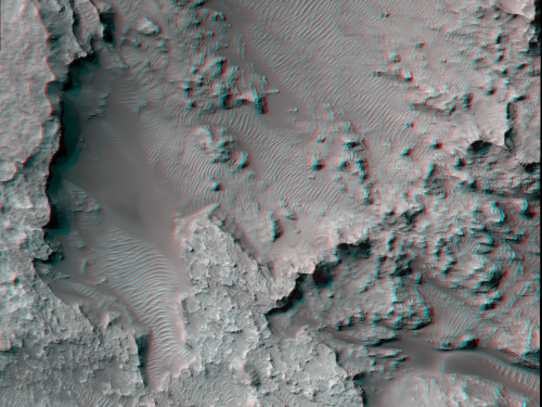 Chaotic Landscape in Schaeberle Crater on Mars, a rocky crater.