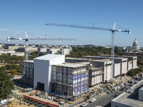 National Air and Space Museum building with ongoing construction