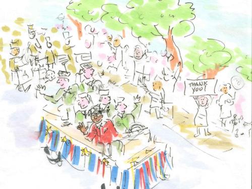 Drawing of a Memorial Day parade