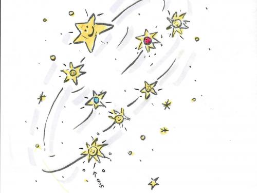 drawing of sun and stars