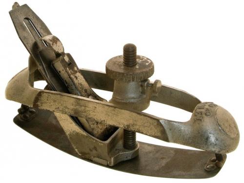 A close-up of a Stanley Victor Number 20 Compass Plane, circa 1890.