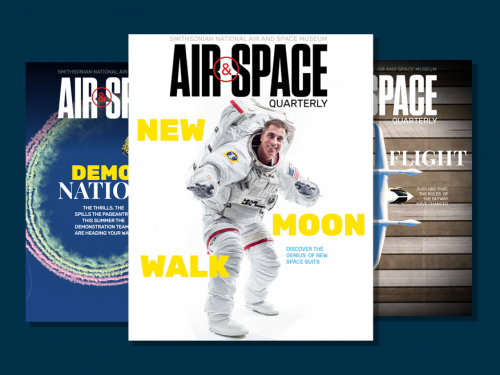 Three magazine covers featuring an astronaut in a spacesuit.