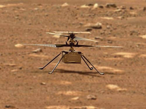 Mars Ingenuity Helicopter on the Marian surface.