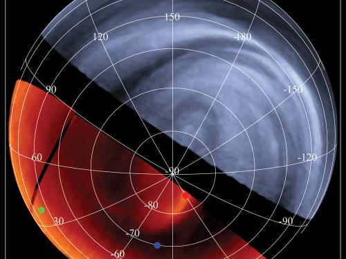 A graphic of Venus comparing what the planet looks like at different wavelengths.