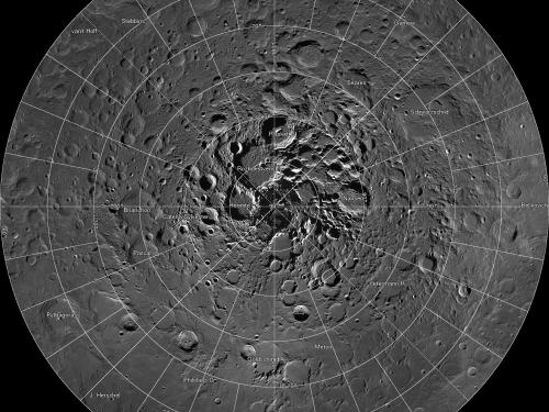 The Moon's crater dotted north pole.