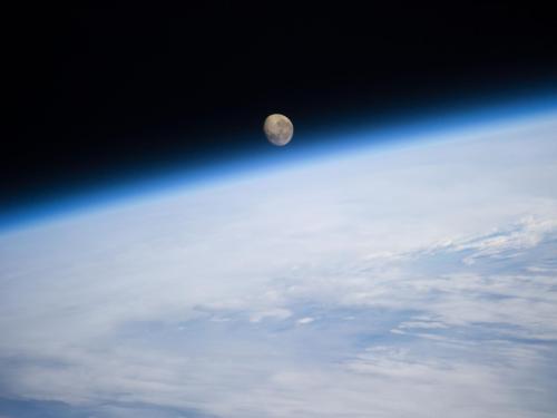 The Earth and Moon as viewed from the International Space Station