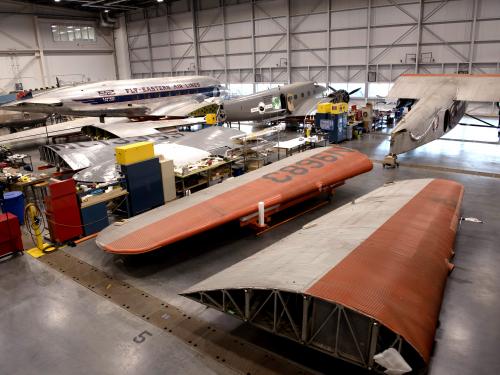 Aircraft in restoration hangar