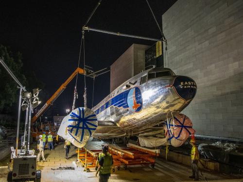 Douglas DC-3 loaded onto flatbed