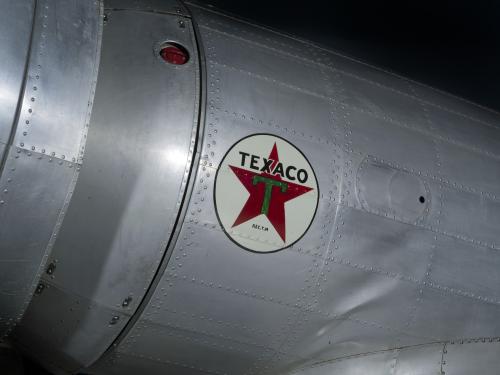 Texaco logo with red star in center of white circle on Northrop Gamma Polar Star aircraft