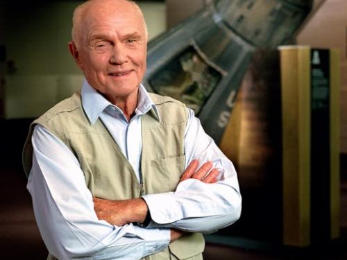 John Glenn with His Mercury Friendship 7 Capsule