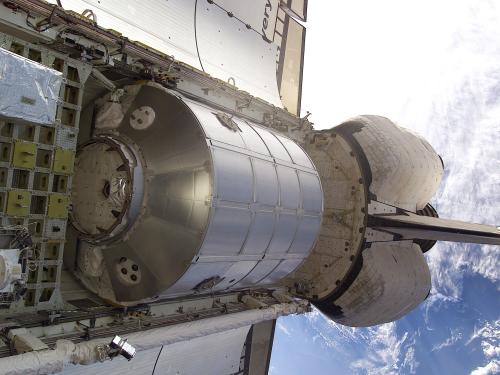 Multipurpose Logistics Module, Leonardo, Rests in Discovery's Payload Bay