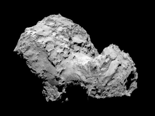 The body of two cratered comets which have combined into one larger crater.