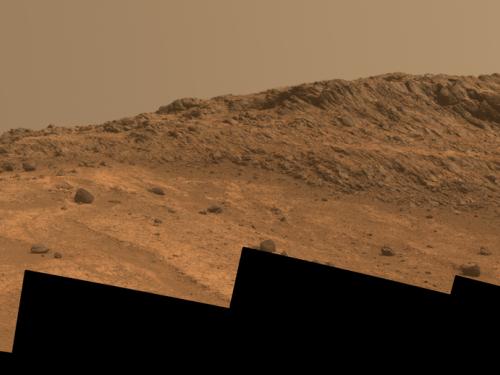 Landscape view of a valley peak on Mars.