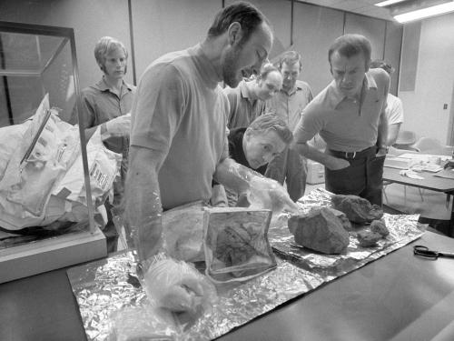Apollo 14 Crew Examine Lunar Samples