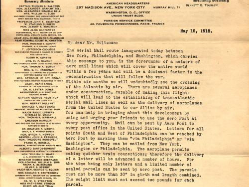 Letter Carried on First Scheduled Air Mail Flight