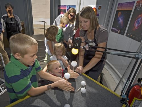 Astronomy Educators With Young Visitors at the New Public Observatory