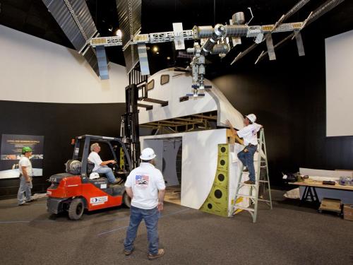 Installing Space Shuttle Middeck (Mockup) in Moving Beyond Earth