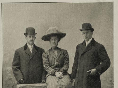 Wilbur, Orville and Katharine Wright pose for a portrait.