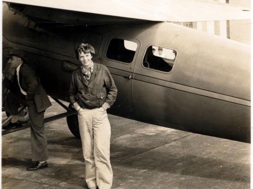 Amelia Earhart Beside Her Lockheed 5C Vega