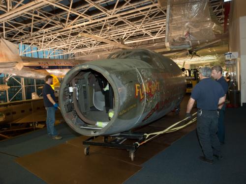 Moving the Martin B-26B Marauder <em>Flak-Bait</em>'s Forward Fuselage