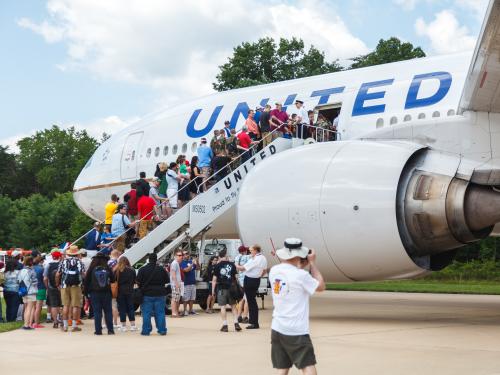 United Airlines Boeing 777 at Become a Pilot Day 2014