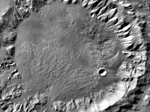 Alluvial Fans on the Floor of a Crater on Mars