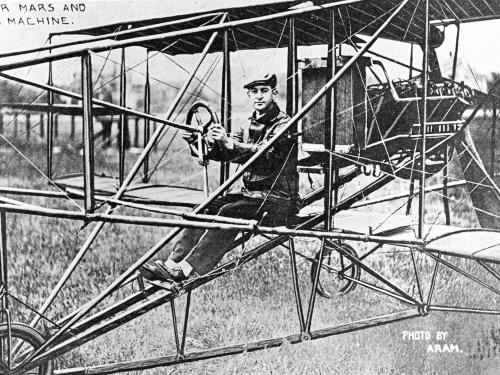 Bud Mars in His Curtiss Airplane