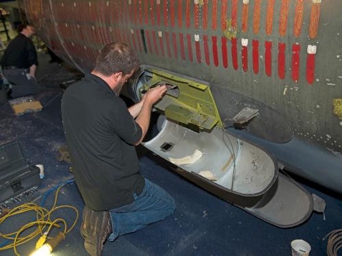 Moving the Martin B-26B Marauder <em>Flak-Bait</em>'s Forward Fuselage