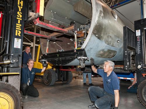 Moving the Martin B-26B Marauder <em>Flak-Bait</em>'s Forward Fuselage