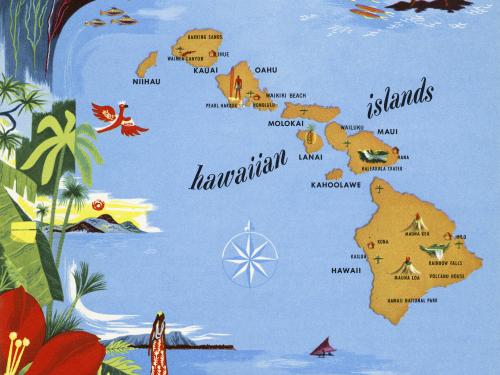 Northwest Airlines Hawaii Brochure, Map