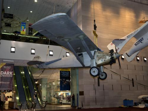 <em>Spirit of St. Louis</em> lowered for conservation