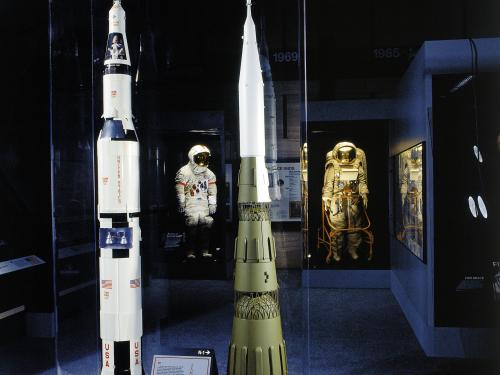 Saturn V and Soviet N-1 Rocket models in Space Race