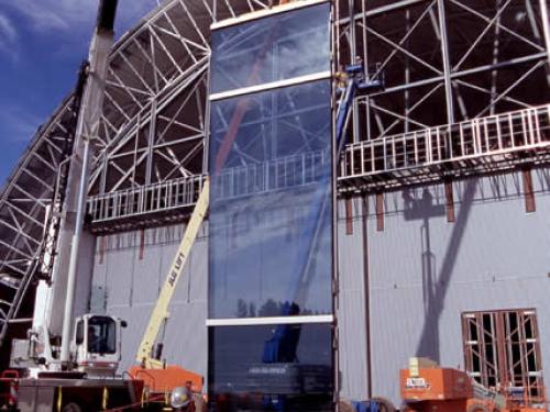 Glass for the south end of the Aviation Hangar