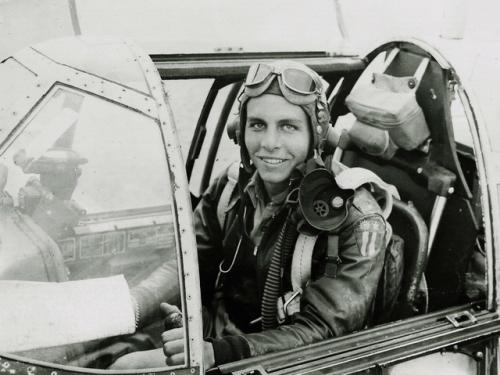 Don Lopez in P-51 Mustang during World War II