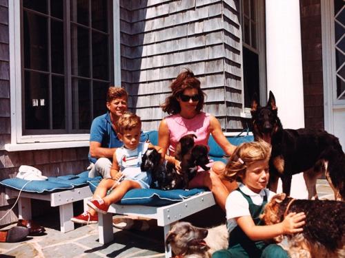 Caroline Kennedy with her family, including two of Pushinka’s puppies.