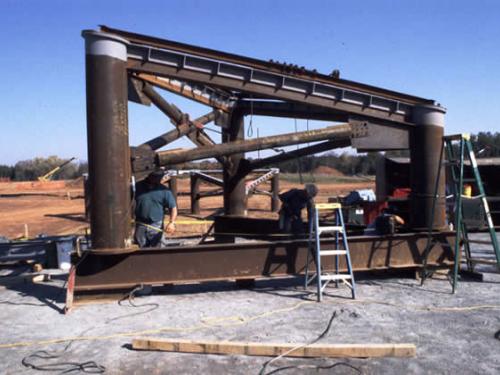 Heavy steel in Udvar-Hazy Center thrust block