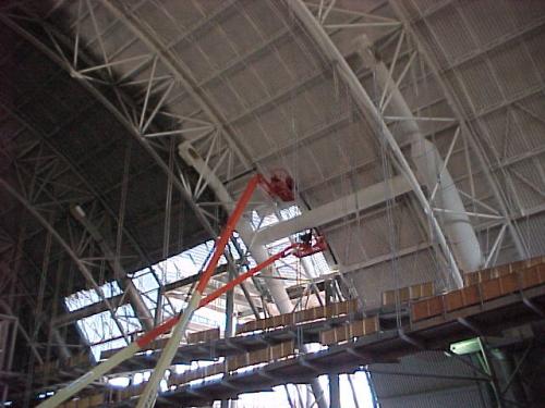 Close-up of Udvar-Hazy Center interior paint work