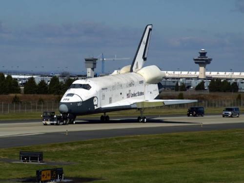 Space Shuttle Enterprise arrives at Space Hangar