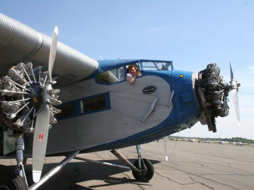 Museum Employee Beth Wilson in 1929 Ford Tri-Motor